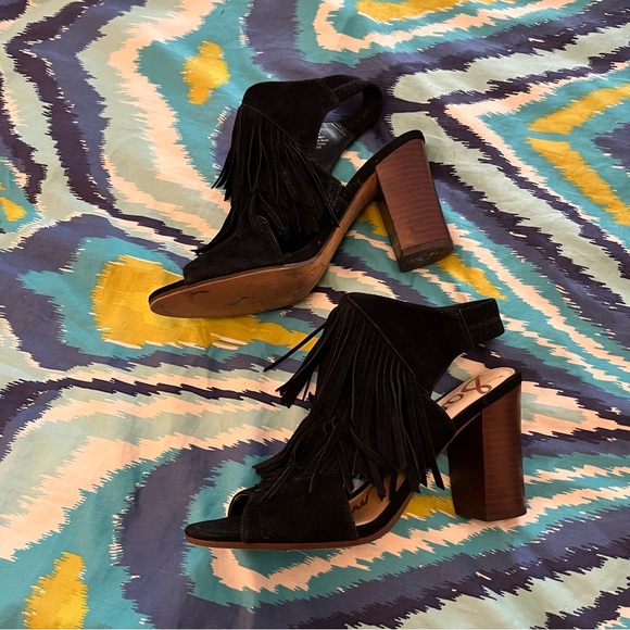 Suede Fringe Heels - Picture 7 of 8